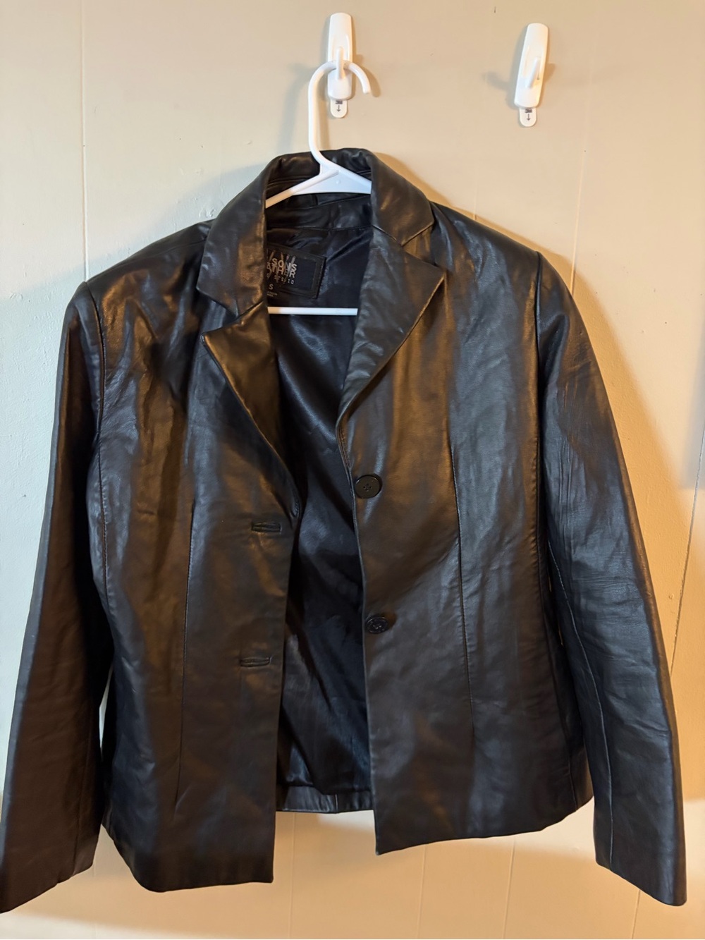 Wilsons Leather Black Women's Leather Two-Button Blazer Jacket